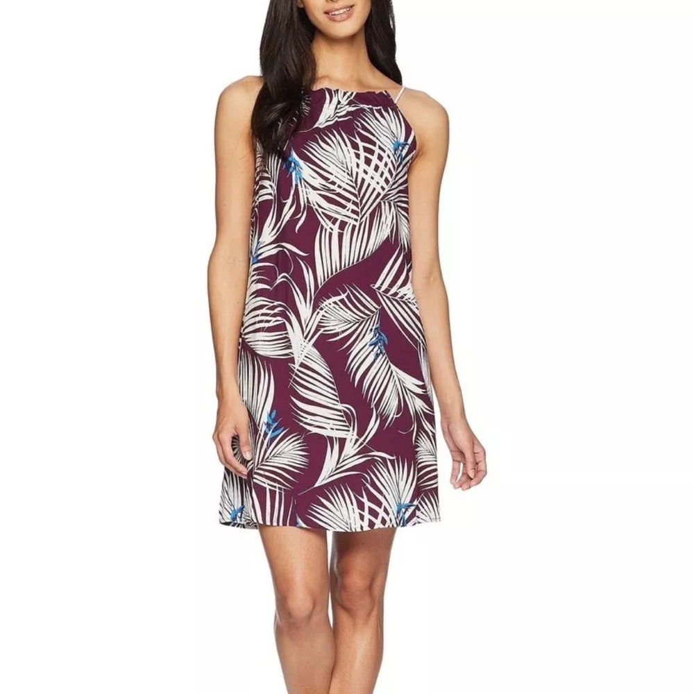 Tavik Purple and White Mini Dress with Tropical Print